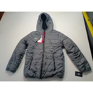 Spyder Gray Quilted Puffer Jacket Faux Fur Hood - M